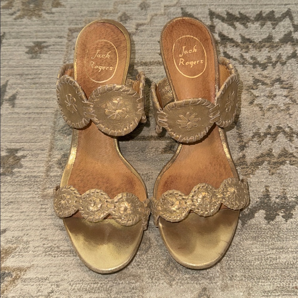 Jack Rogers Metallic Gold Luccia Sandals - Picture 3 of 9